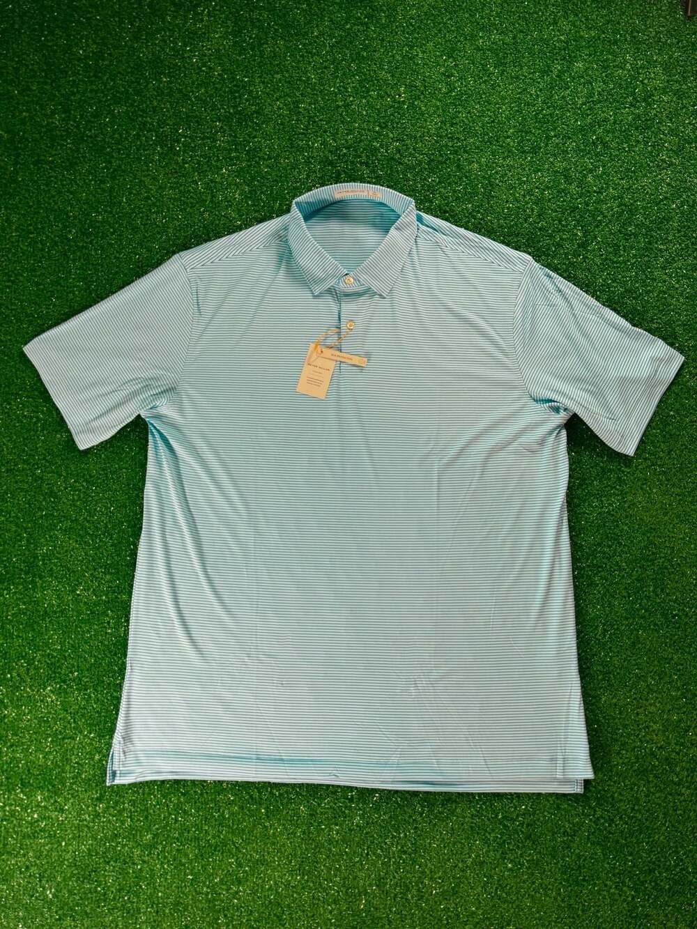 Peter Millar Featherweight Striped Performance Golf Polo Shirt Size XL